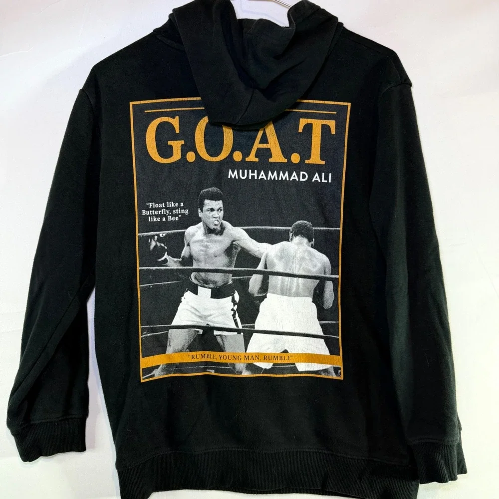 Muhammad Ali Boys GOAT Graphic Hoodie Black Yellow Hybrid Apparel Size Large L